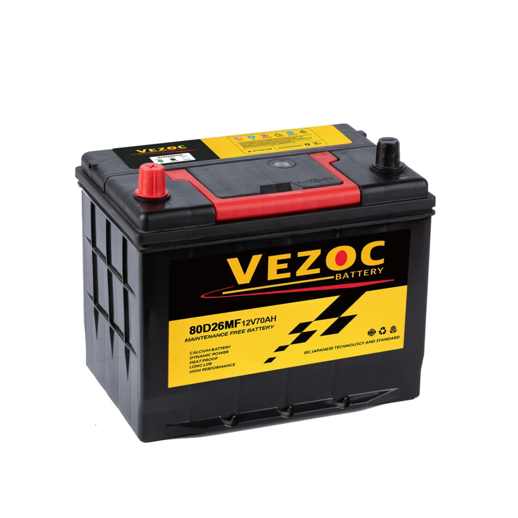 N70-80d26 Long Duration Car Battery High CCA 12V70an Auto Battery